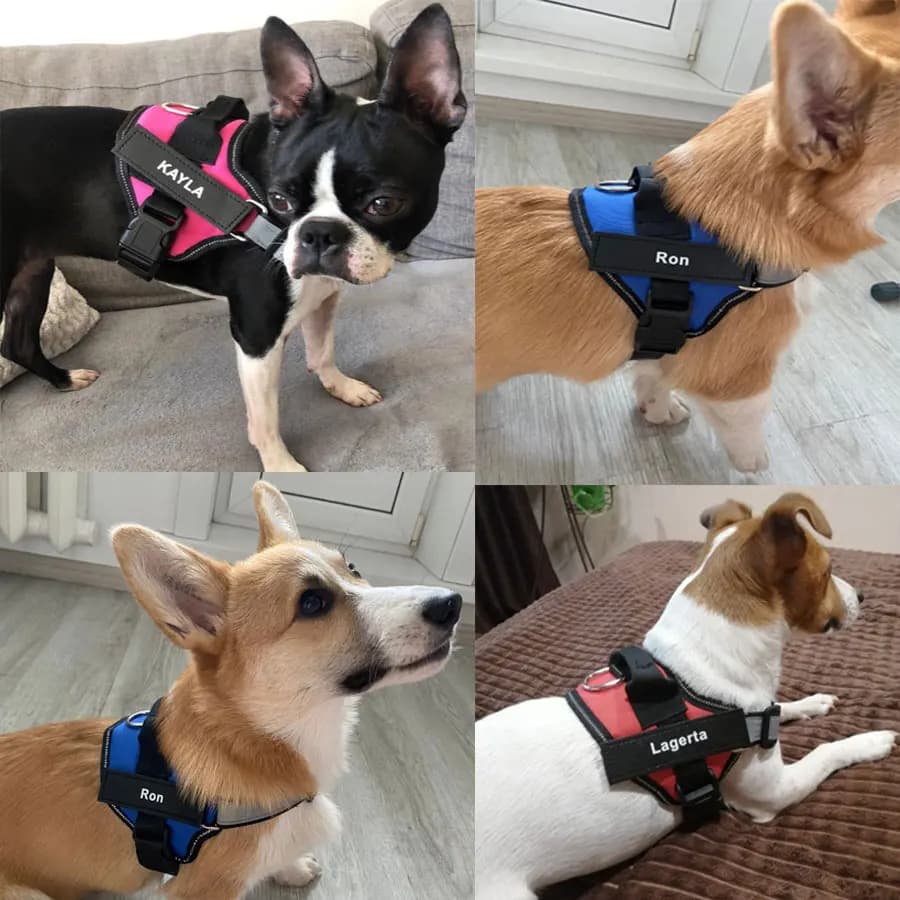 Dog Harness Reflective Breathable Adjustable Pet Harness For Dog Vest ID Custom Patch Outdoor Walking Dog Supplies - 4