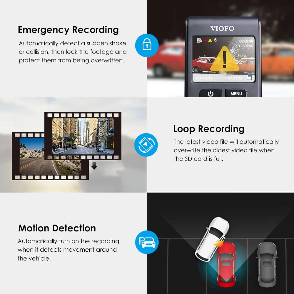 VIOFO A119 V3 2K Car DVR Super Night Vision Quad HD Dash Cameras Parking Mode G-Sensor Rota Lens 2560 * 1600P Optional GPS CPL - 4