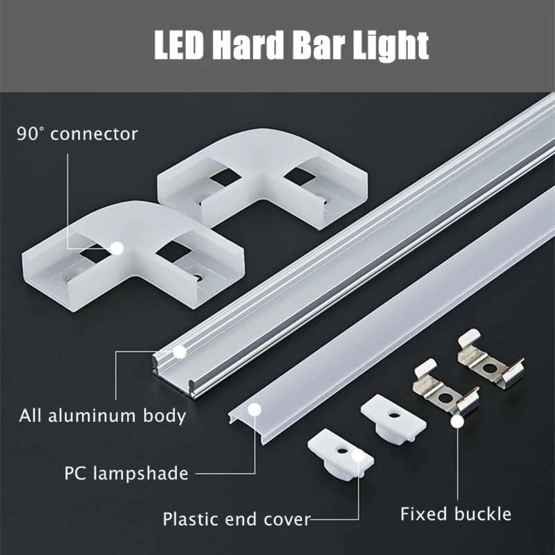 50cm Aluminium Channel for Led Strip U Style V Shape Aluminum Profile with Diffuser Milky PC Cover,LED Bar Strips Light Holder - 3