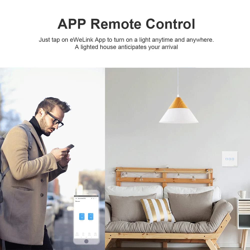 SONOFF T0UK 1/2/3 Gang Smart WiFi Wall Touch Switch SmartHome Smart Scene via eWeLink APP Voice Control via Alexa Google Home - 3