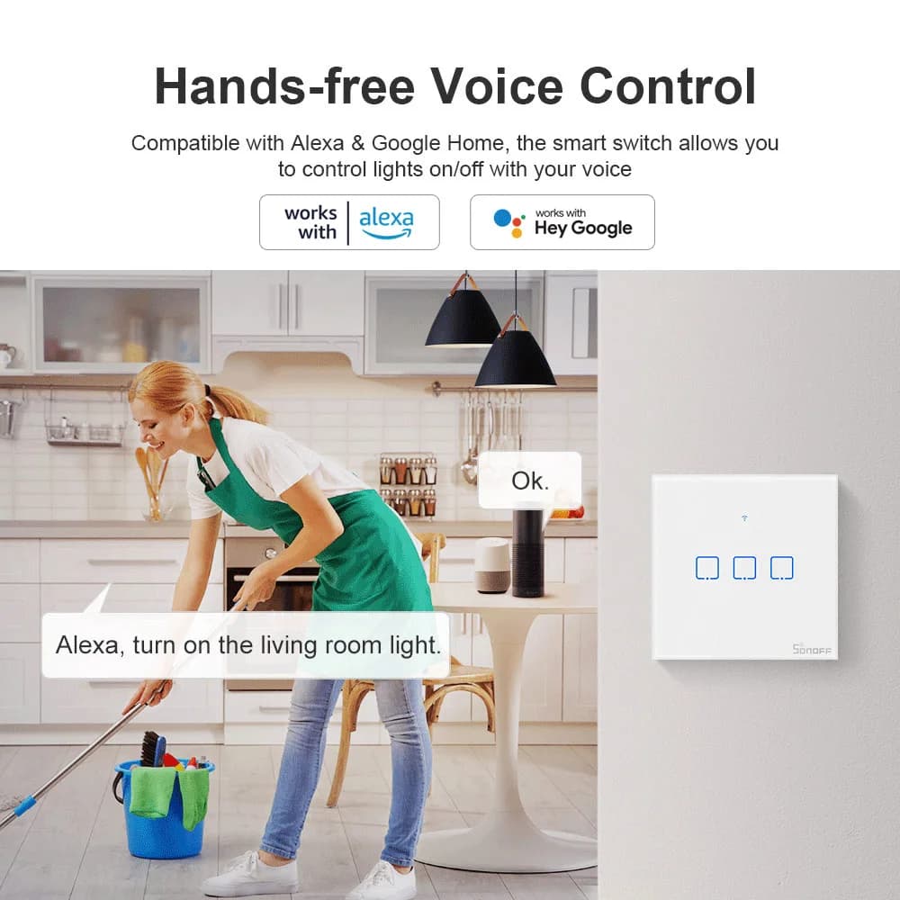SONOFF T0UK 1/2/3 Gang Smart WiFi Wall Touch Switch SmartHome Smart Scene via eWeLink APP Voice Control via Alexa Google Home - 2