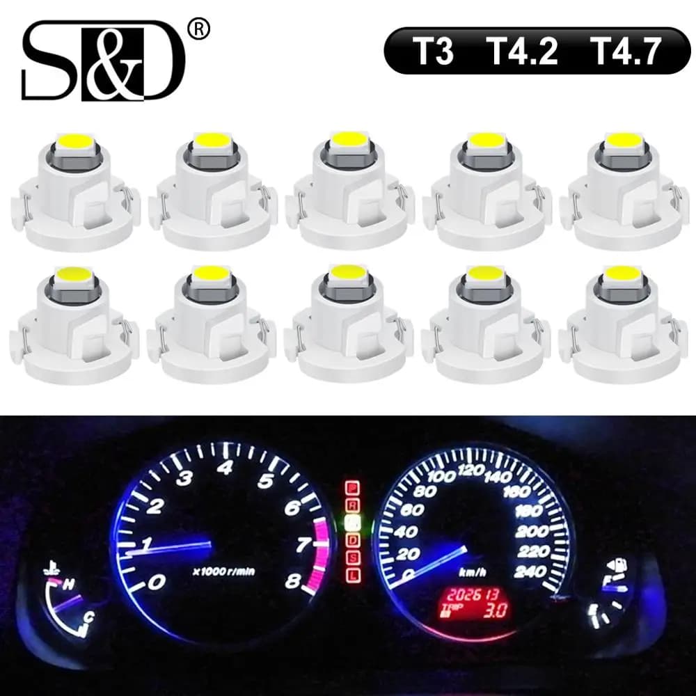10 قطع مصابيح LED فائقة السطوع T3 T4.2 T4.7 إضاءة داخلية للسيارة مؤشر لوحة القيادة إضاءة تدفئة 3030SMD