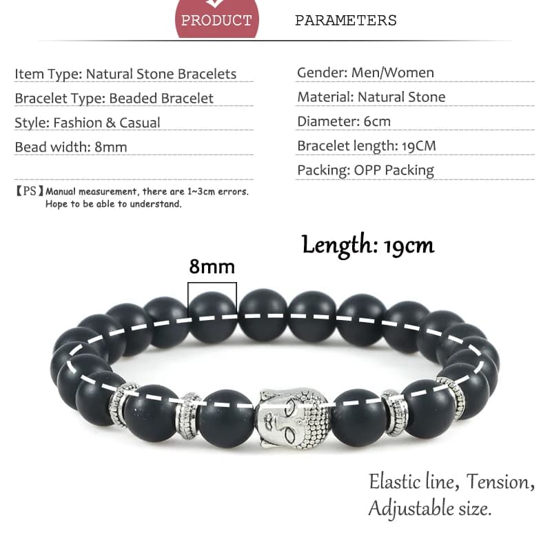 Reiki Tiger Eyes Beaded Buddha Bracelet Natural Stone Bracelet Elastic Rosary Men Women Prayer Charm Yoga Jewelry Gift Pulseras - 6