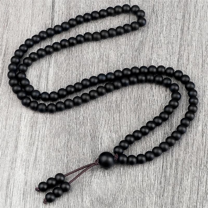 6mm Matte Black Lava Stone Bracelet Necklace 108 Beads Mala Wrap Bracelets Men Charm Fashion Yoga Bangle Rosary Buddhist Jewelry - 2