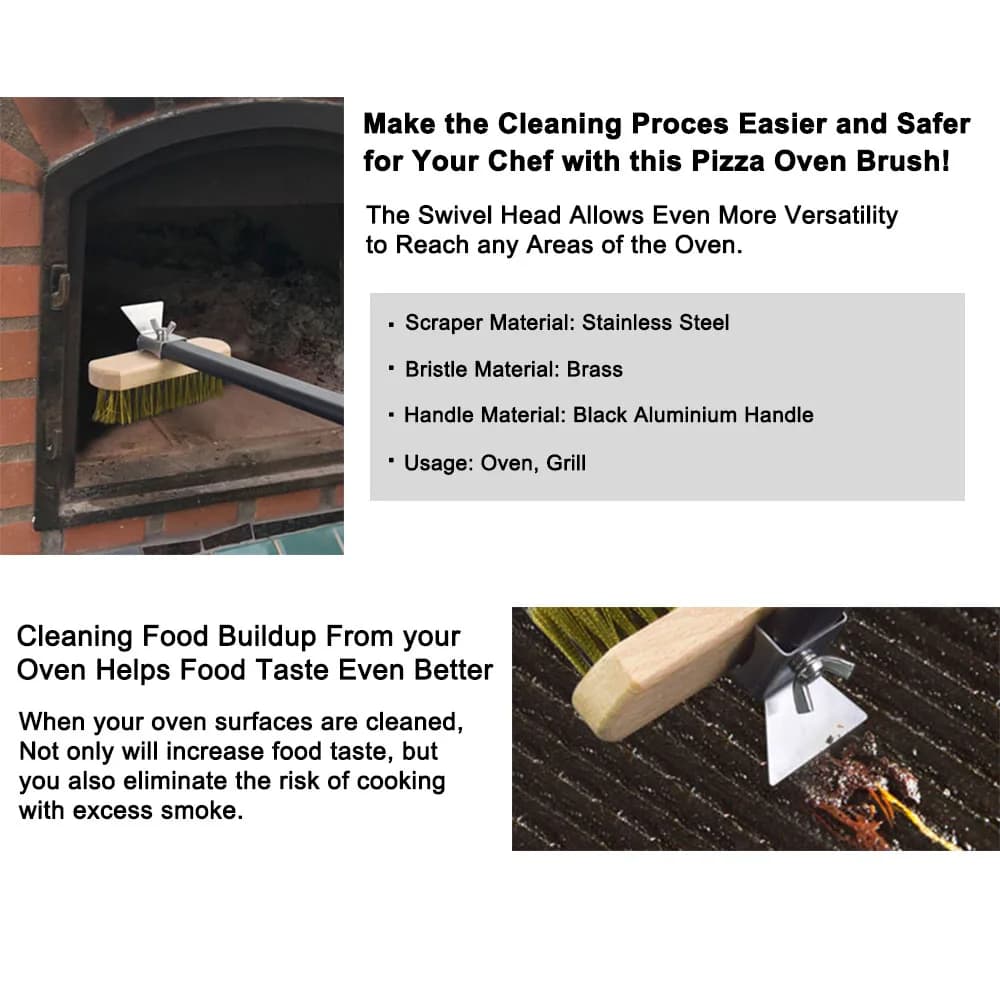 PizzAtHome فرن البيتزا فرشاة النحاس الخشن النحاس مكشطة فرشاة فرن تنظيف الشواية المنزلية مع مقبض ألومنيوم 21 بوصة - 3