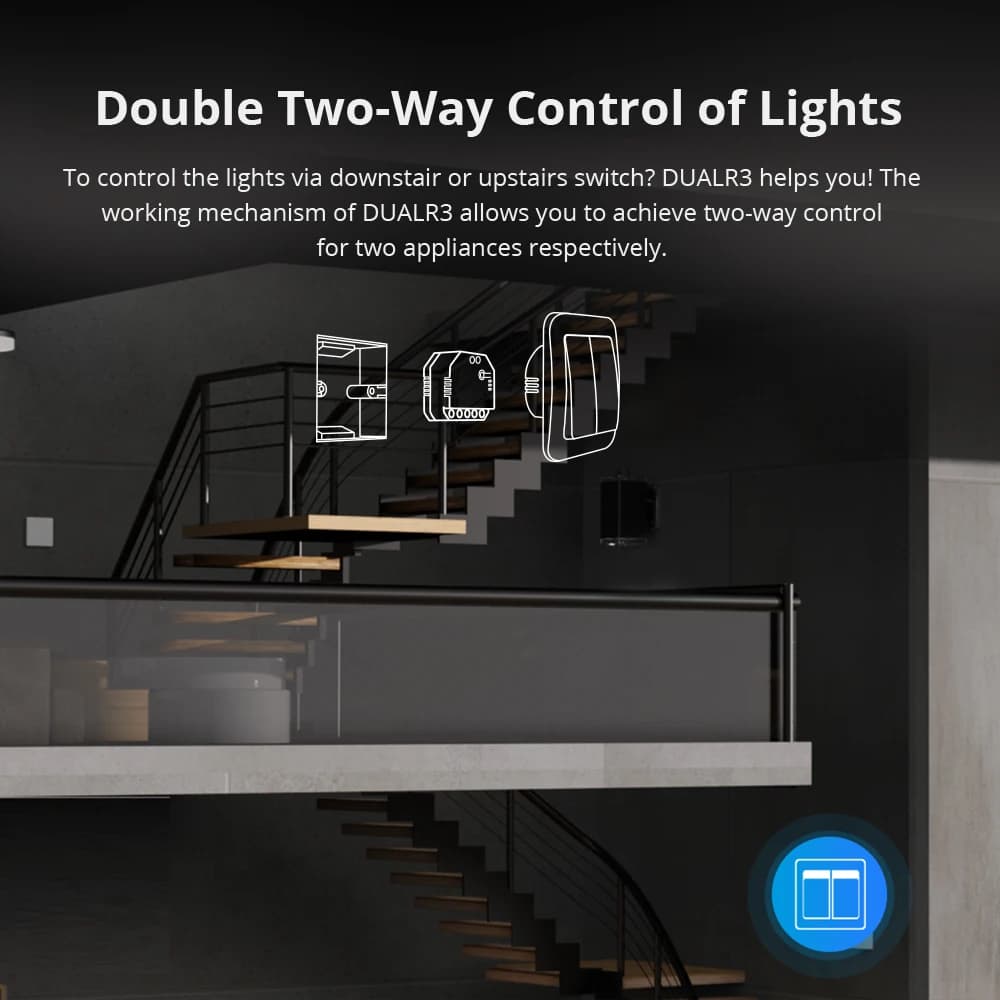 SONOFF DUALR3 / DUALR3 Lite 2 Gang Dual Relay Module DIY Wi-Fi MINI Smart Switch Power Metering Control via eWeLink Alexa Google - 5
