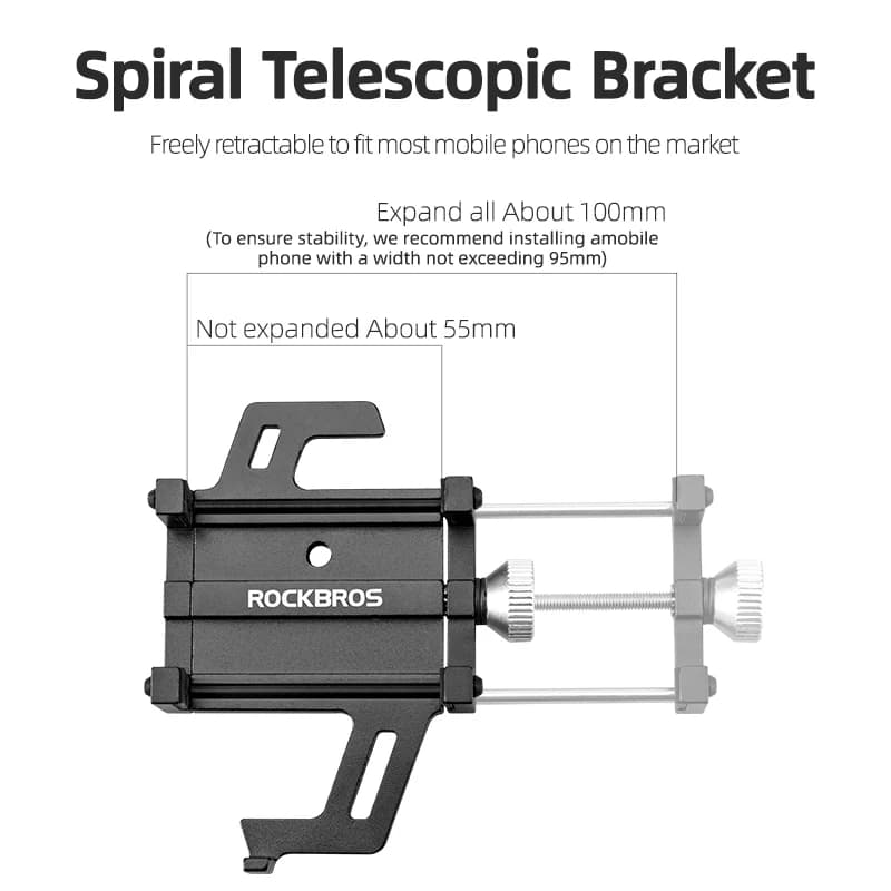 ROCKBROS Phone Holder Motorcycle Electric Bicycle Smartphone CNC Aluminum Alloy Bracket Five Claws Mechanical Bike Phone Holder - 5