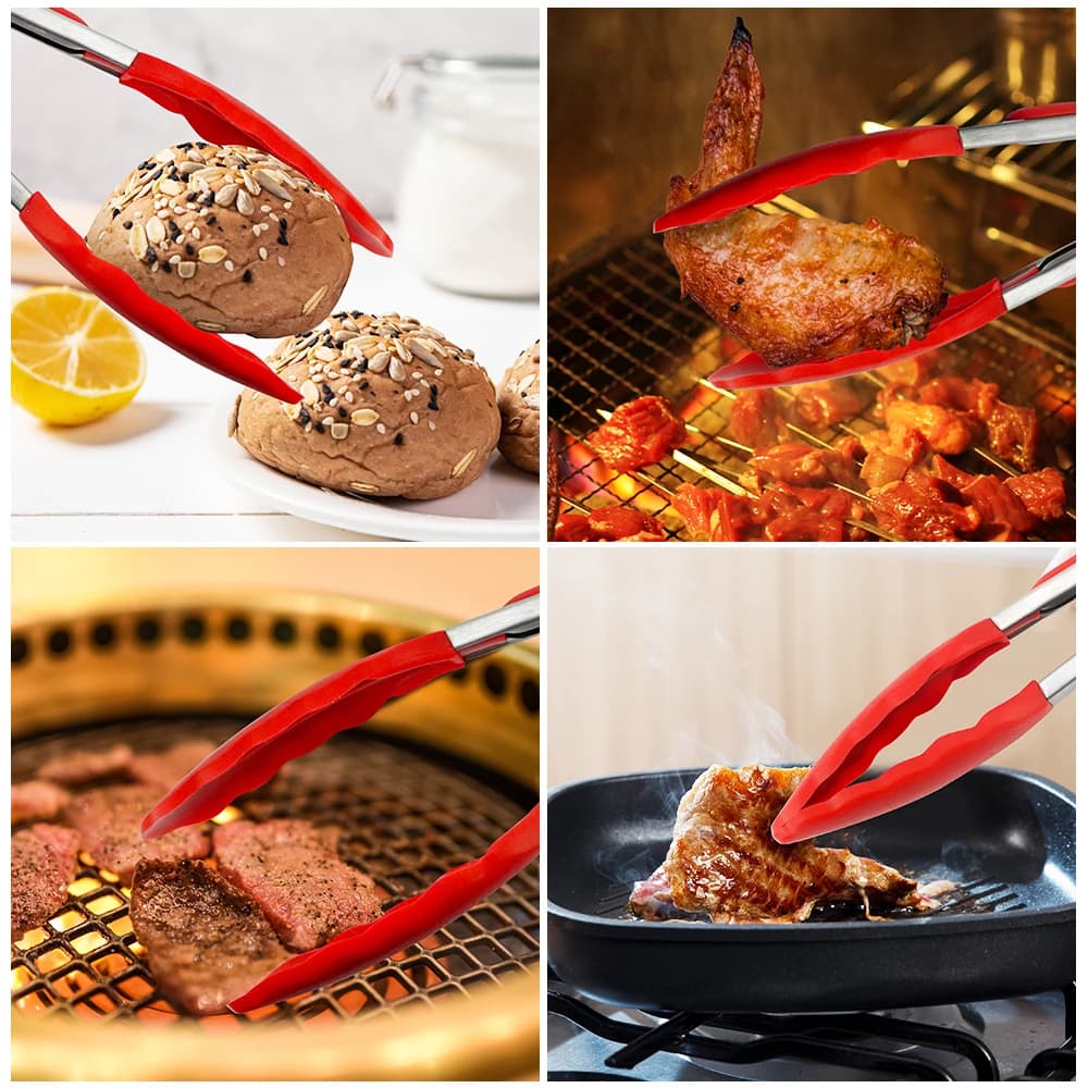 Silicone Tongs Kitchen Stainless Steel BBQ Non-Stick Kitchen Utensils Barbecue Cooking Tong With Joint Lock Kitchen Accessories - 6