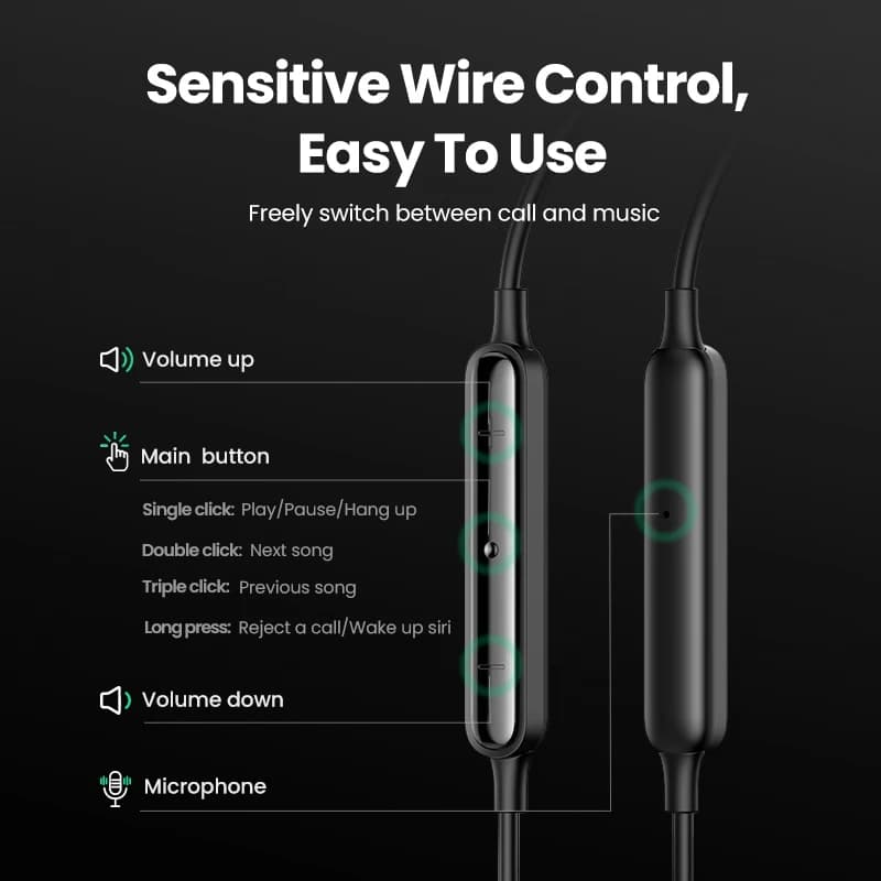 UGREEN Wired Earphone With Microphone In Ear 3.5mm Noise Cancelling USB Type C Lightning Earphones For iPhone 15 Pro Max Xiaomi - 5