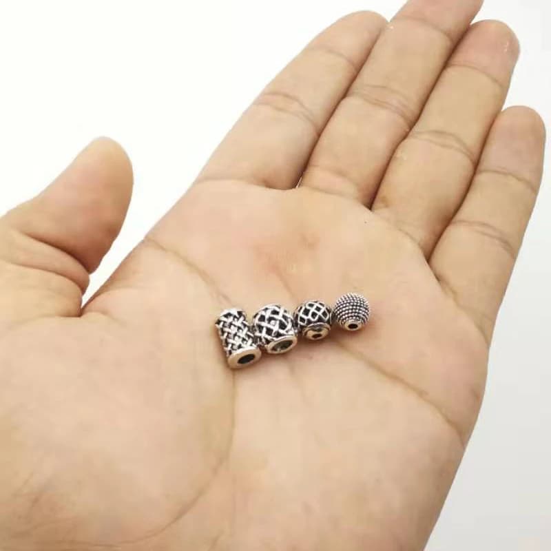 10pcs/bag Tasbih beads Wholesale ancient carving  large hole hollow alloy bead for jewelry spacer bead accessories - 2
