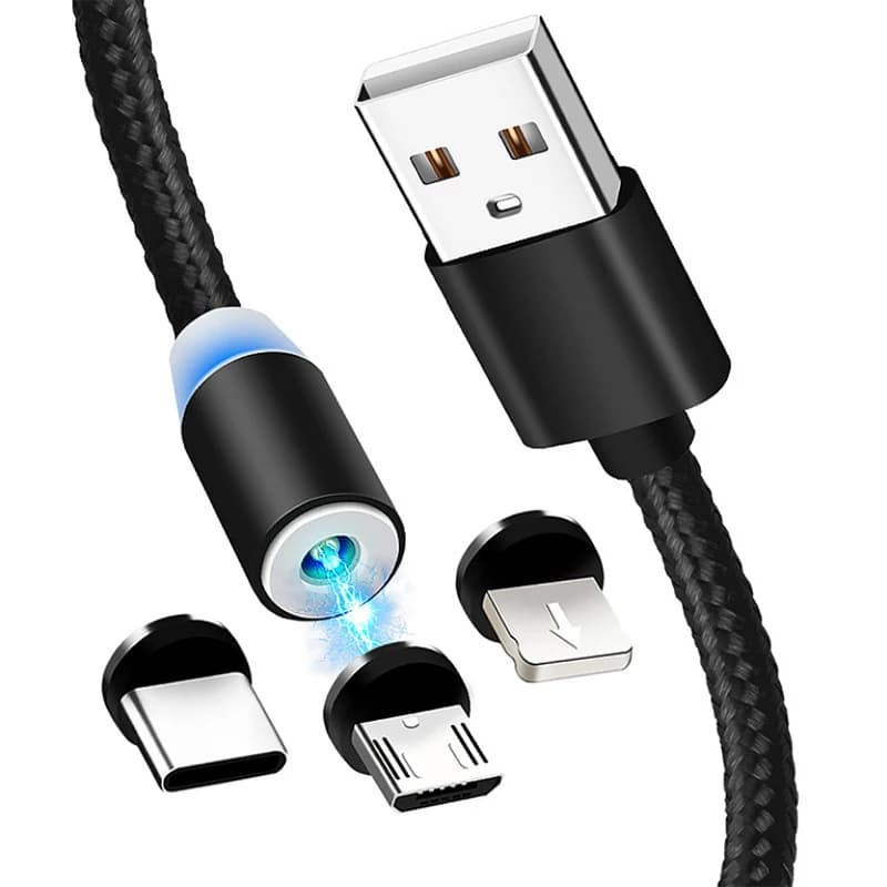 كابل مغناطيسي مايكرو يو إس بي ويو إس بي نوع C بطول 1 متر، شحن سريع لهواتف سامسونج هواوي شاومي ريدمي وأندرويد