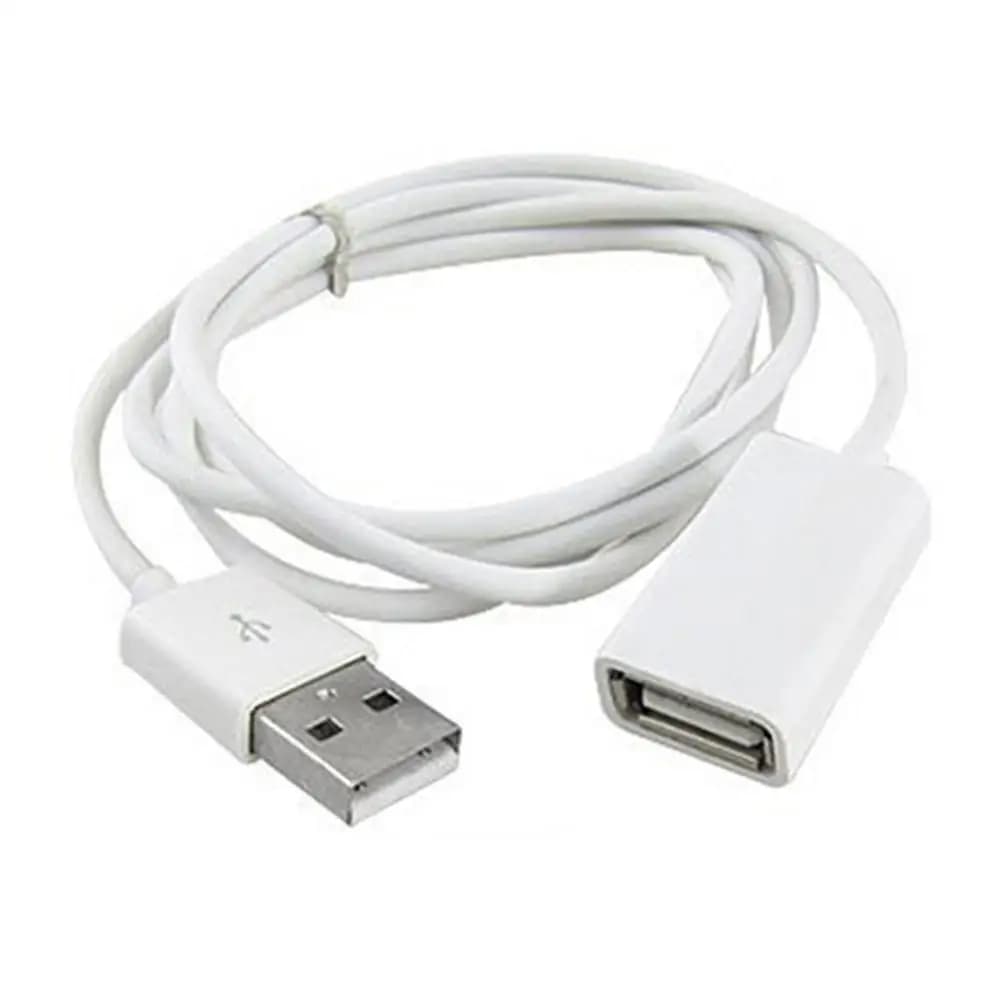 كابل تمديد USB 2.0 من ذكر إلى أنثى بطول 1 متر، مصنوع من PVC أبيض معدن، مناسب لأجهزة المحور