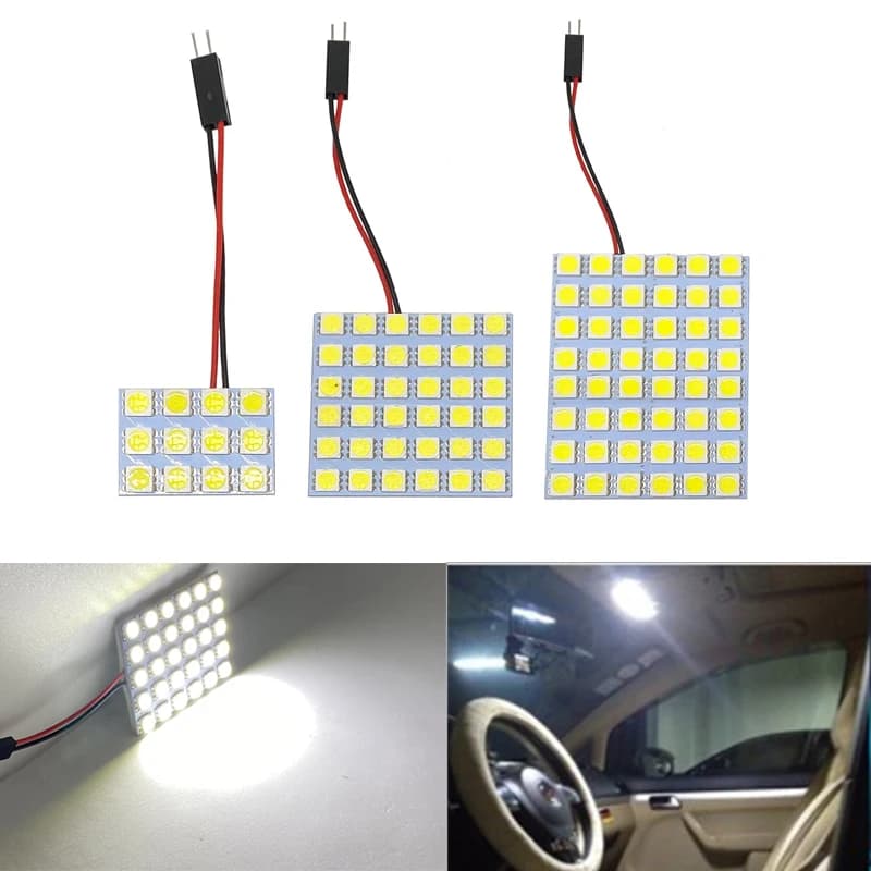 12 36 48 SMD 5050 LED السيارات قبة مصباح لوح سيارة الداخلية القراءة مصباح سقف لمبة مع T10 W5W BA9S C5W فسطون 3 محول قاعدة - 6