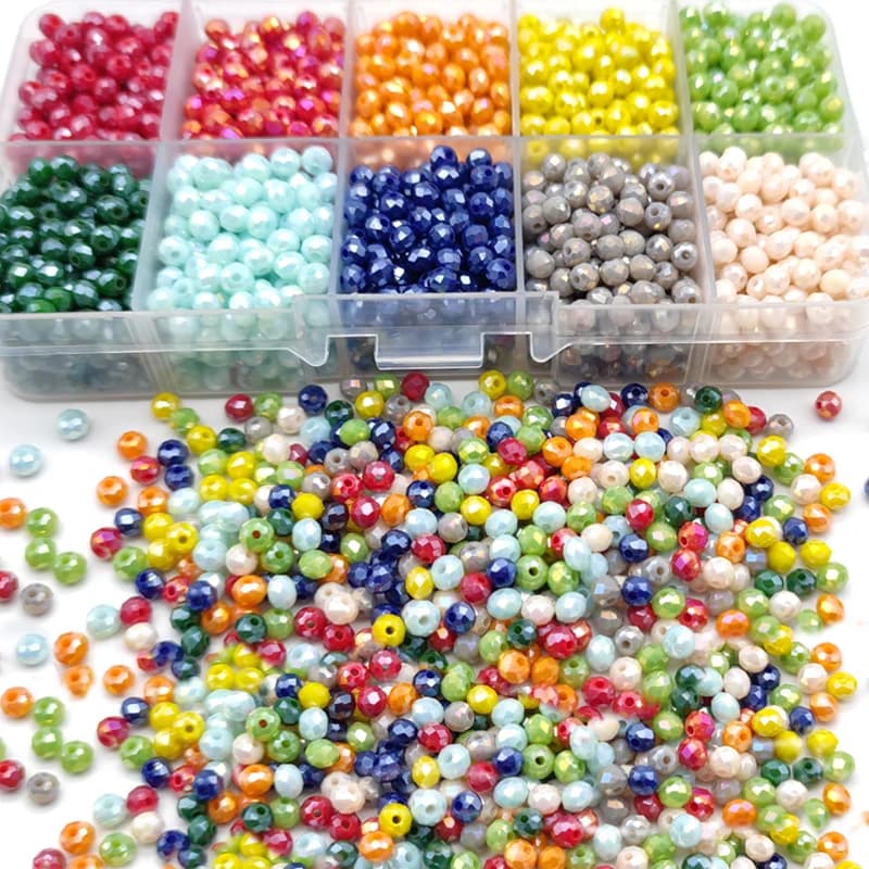 خرز زجاجي لامع مرصع بالكريستال التشيكي 2-8 ملم، خرز دائري فضفاض لصنع المجوهرات والقلائد والإكسسوارات