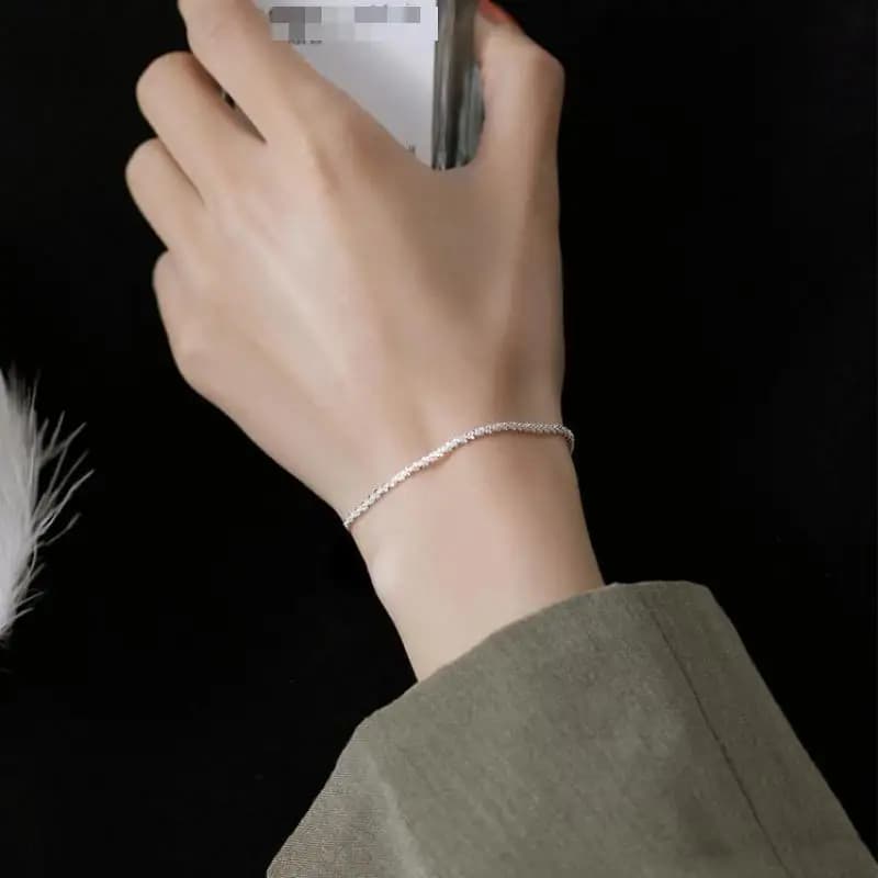 سوار سلسلة لامع مطلي بالفضة للنساء، سوار ساحر قابل للتعديل، مجوهرات لحفلات الزفاف، هدية للفتيات