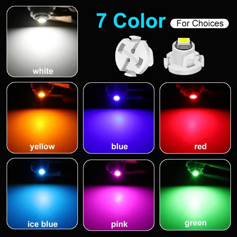 10 قطع مصابيح LED فائقة السطوع T3 T4.2 T4.7 إضاءة داخلية للسيارة مؤشر لوحة القيادة إضاءة تدفئة 3030SMD - 3