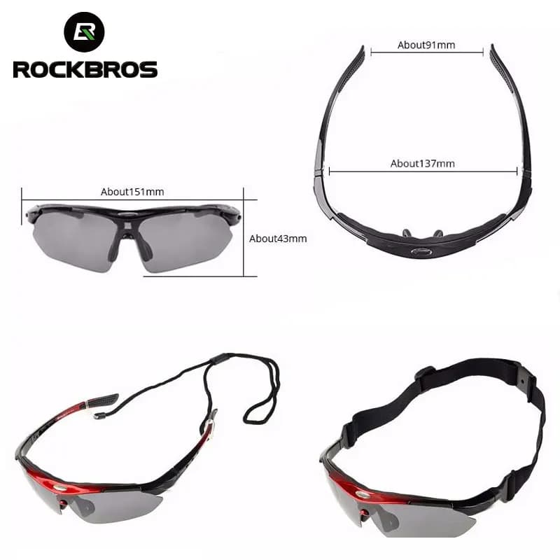 ROCKBROS Cycling Polarized glasses Bike Sunglasses Outdoor Sports Sunglasses MTB PC Goggles Eyewear 5/3 Lens Bicycle Accessory - 5
