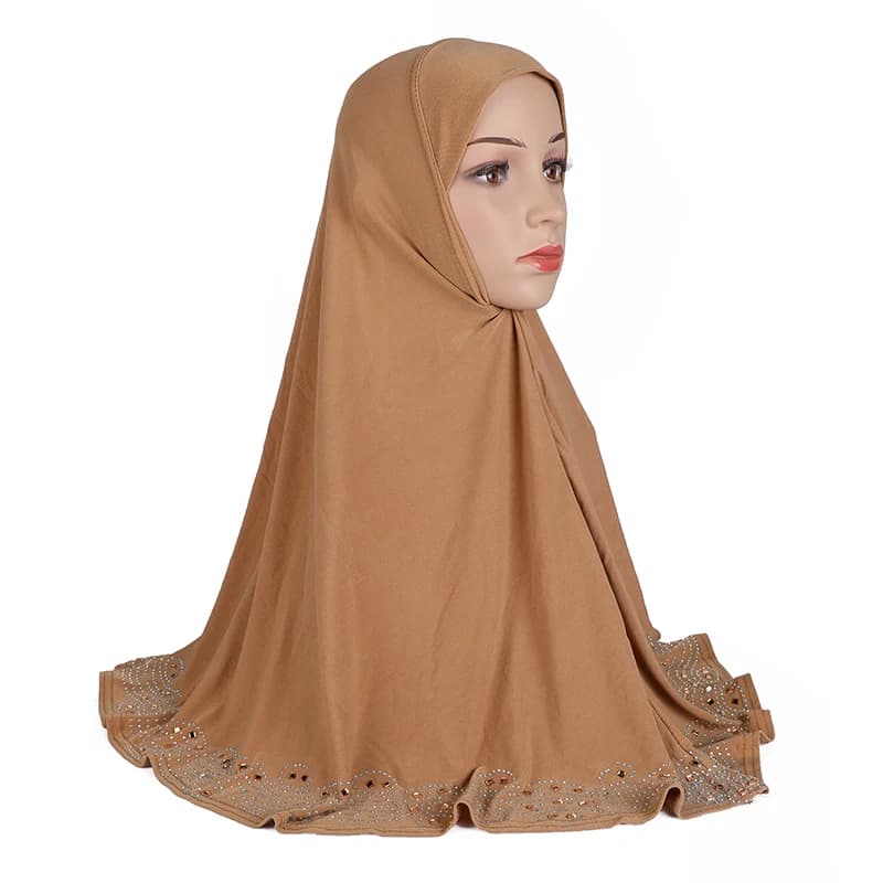 H001 حجاب إسلامي كبير الحجم للبالغين مع أحجار الراين حجاب إسلامي قبعات أرميا سحب على هيدوراب هدية رمضان