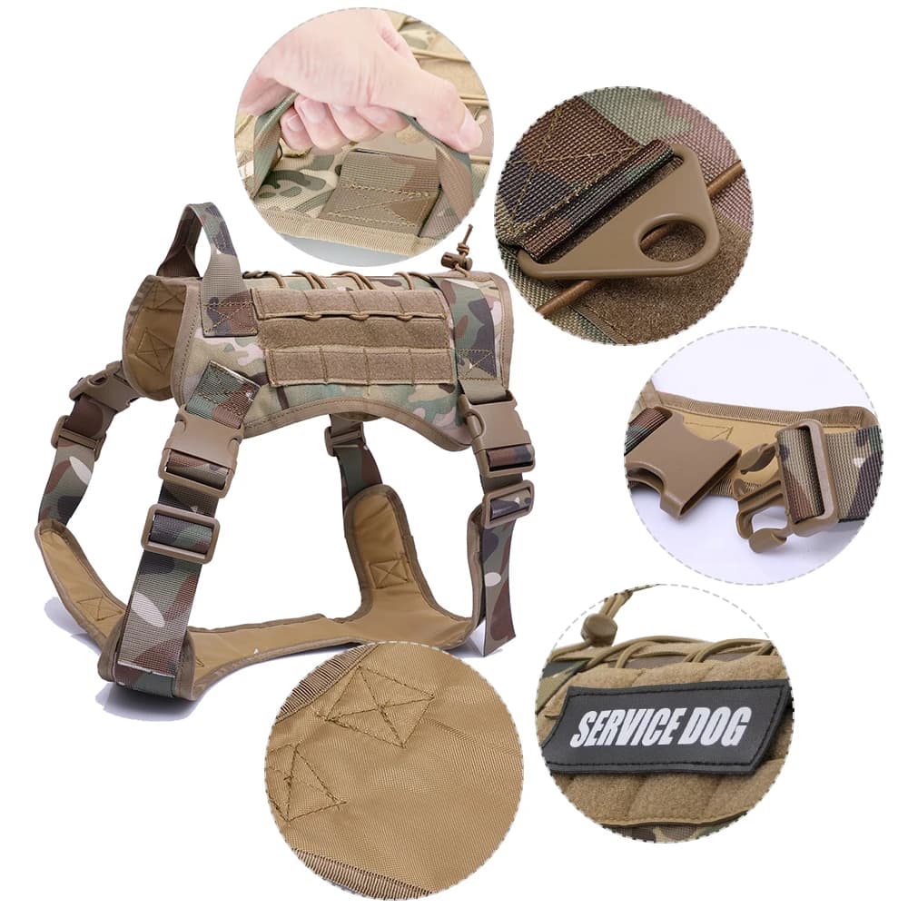 Tactical Dog Harnesses Pet Training Vest Military Dog Harness Leash Collar For Small Medium Large Dogs Walking Hunting - 3