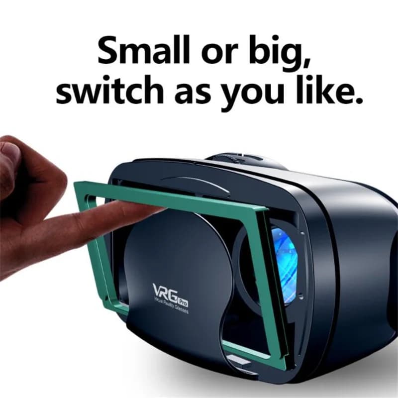 نظارات الواقع الافتراضي VR شاشة ضخمة IMAX نظارات ثلاثية الأبعاد عالية الدقة نظارة رأس VR من جوجل كاردبورد لهواتف 5-7 بوصة، تدعم ذراع التحكم - 3