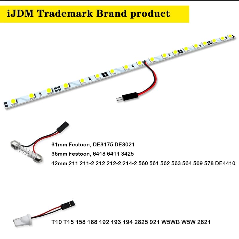 1pc T10 W5W LED Strip Light For Car Trunk Cargo Area or Interior Illumination,For Audi BMW Cadillac Chevrolet Mazda Ford Honda - 3