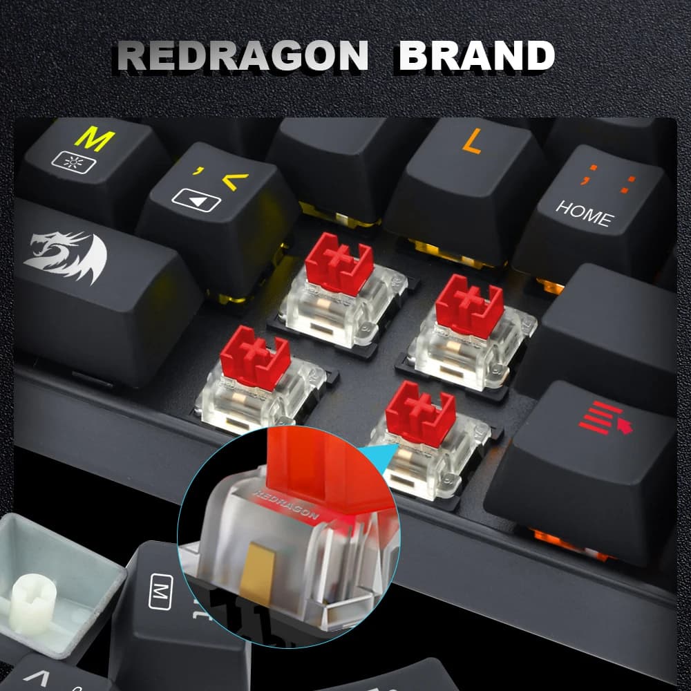 مفاتيح REDRAGON SMD RGB MX 3 دبوس، متوفرة بأنواع كليكي، خطي، لمسي، صامت، بألوان أحمر، أزرق، أسود، بني، أرجواني، مع إضاءة خلفية - 3
