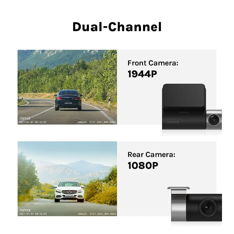 70mai Dash Cam Pro Plus A500S Built-in GPS ADAS,wifi Car DVR 1944PHD Recoeding Support Rear Cam 24H Parking Monitor,Night Vision - 3