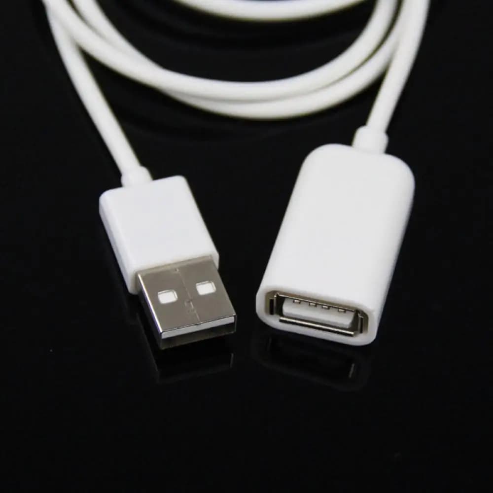 كابل تمديد USB 2.0 من ذكر إلى أنثى بطول 1 متر، مصنوع من PVC أبيض معدن، مناسب لأجهزة المحور - 5