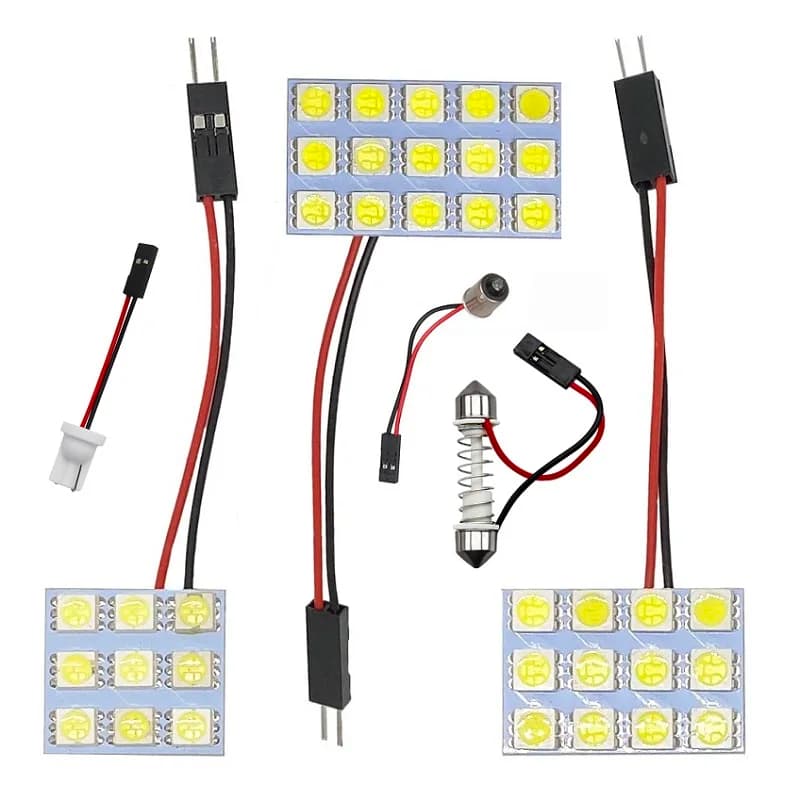 12 36 48 SMD 5050 LED السيارات قبة مصباح لوح سيارة الداخلية القراءة مصباح سقف لمبة مع T10 W5W BA9S C5W فسطون 3 محول قاعدة