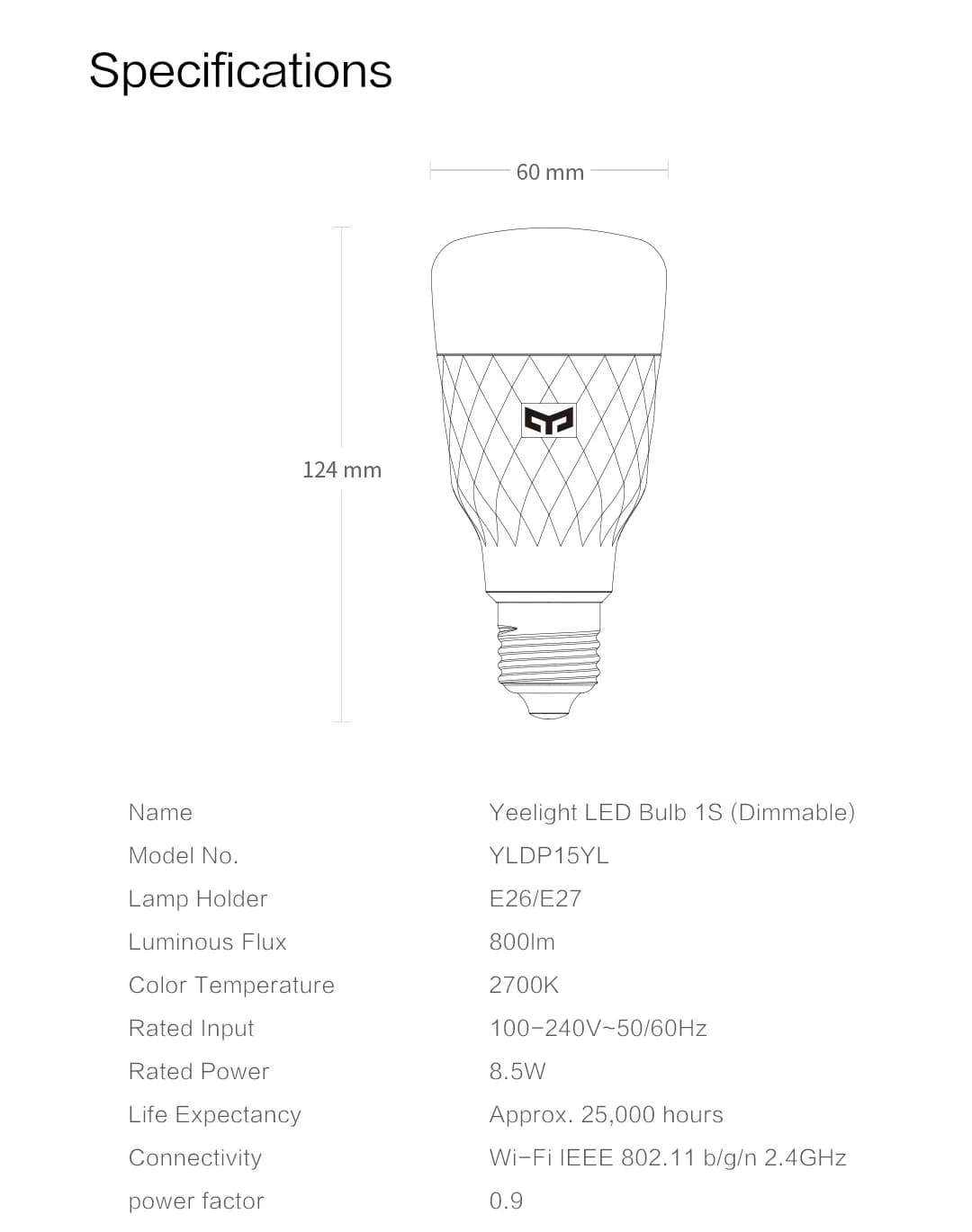 YEELIGHT LED Bulb 1S Smart Light E26/E27 Warm White Light Adjustable Brightness WiFi Voice Control 2700K For Homekit Google - 6
