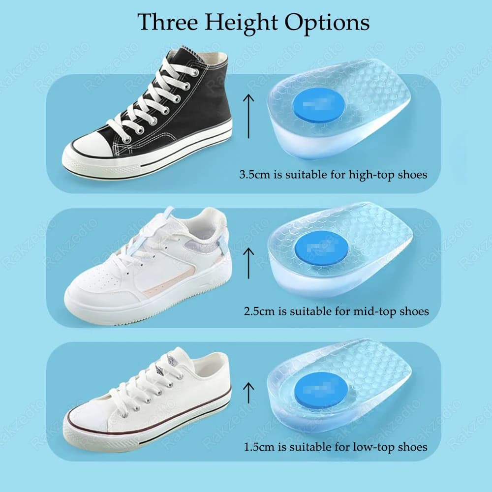 Silicone Height Increase Insoles for Men Women Shoes Inserts Invisible Heightening Insoles for Shoes Heel Lift Gel Foot Pads - 6