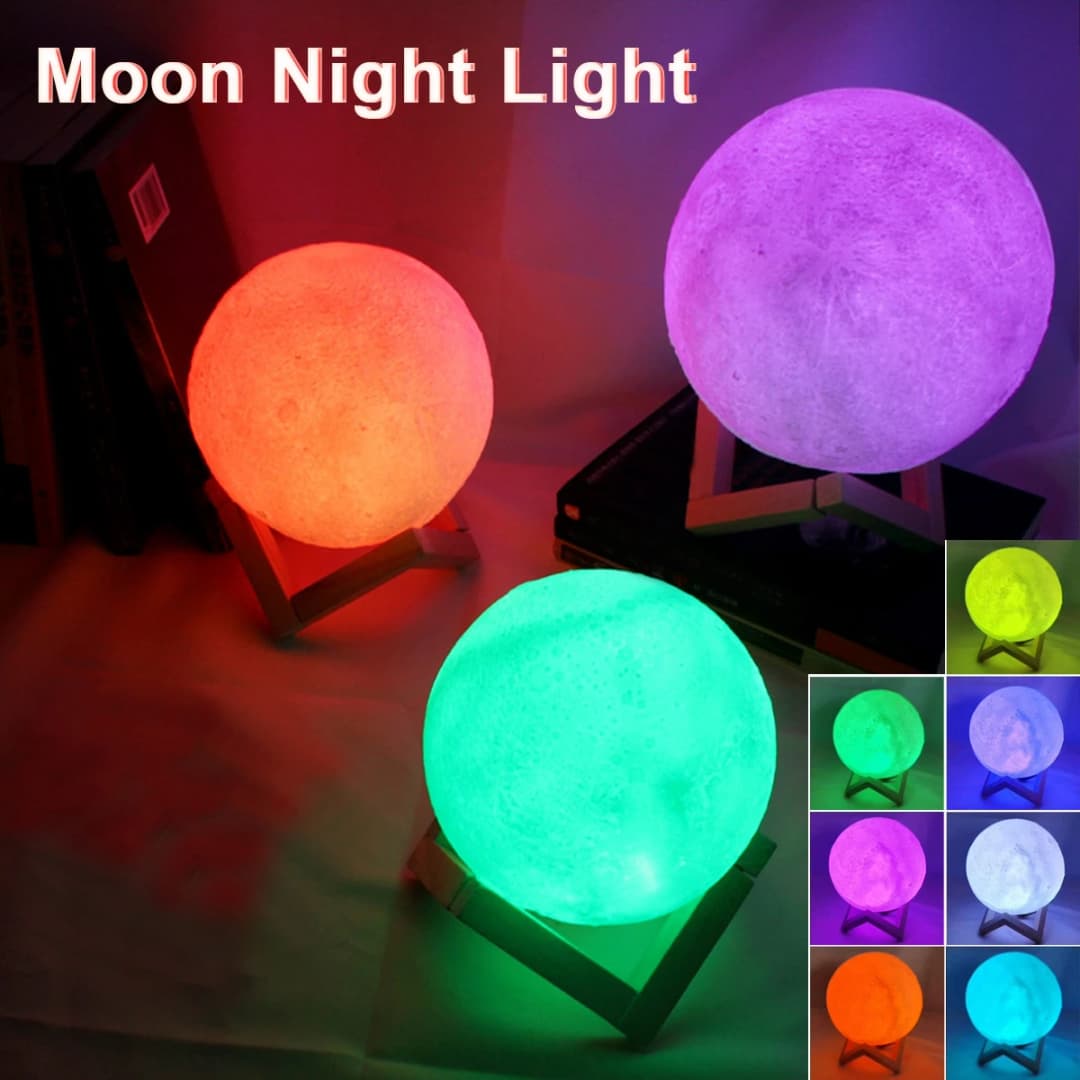 Moon Lamp LED Night Light Battery Powered With Stand Starry Lamp For Bedroom Decor Night Lights Kids Gift Moon Lamp - 6