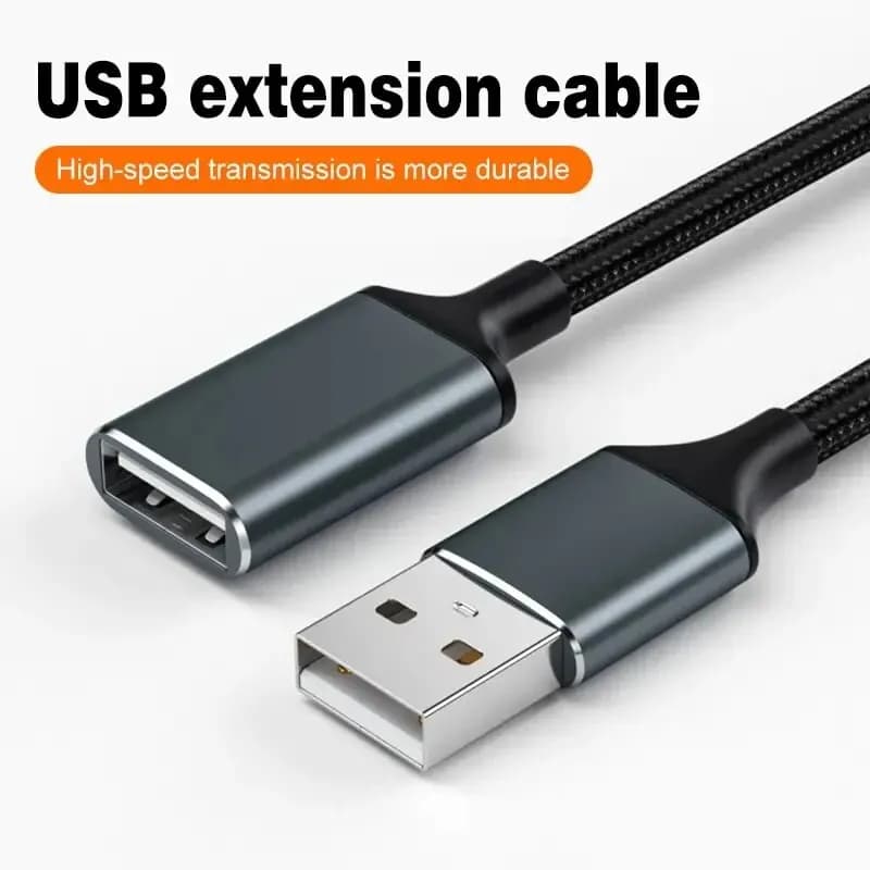 كابل تمديد USB2.0 للماوس وU القرص ولوحة المفاتيح كابل بيانات نايلون مضفر بطول 1 متر/2 متر/3 متر من سبائك الألومنيوم