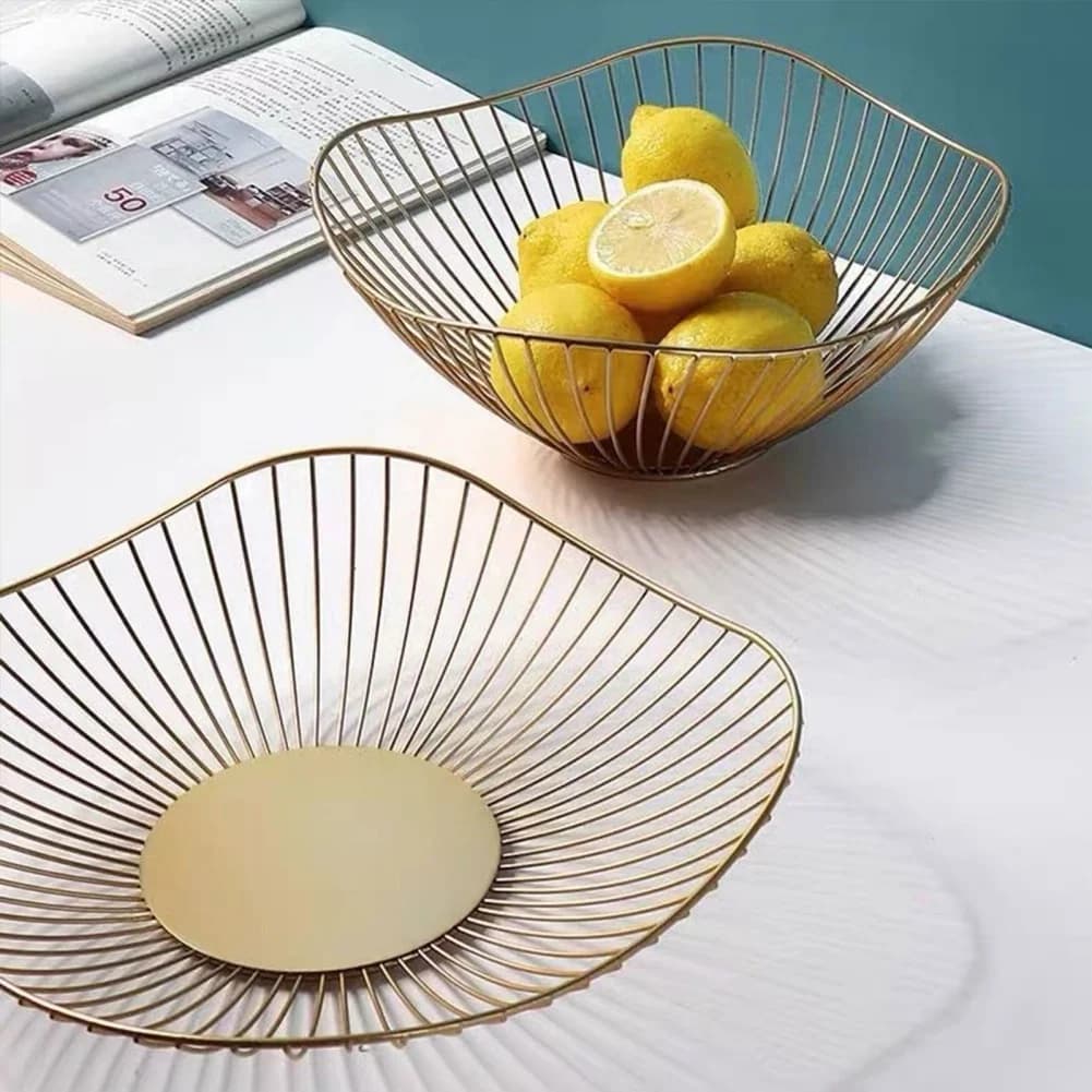 Metal Fruit Basket Simple Fruit Basin Multi-Size Iron Snack Bread Vegetable Storage Bowls Kitchen Eggs Dessert Holder Organizer - 4