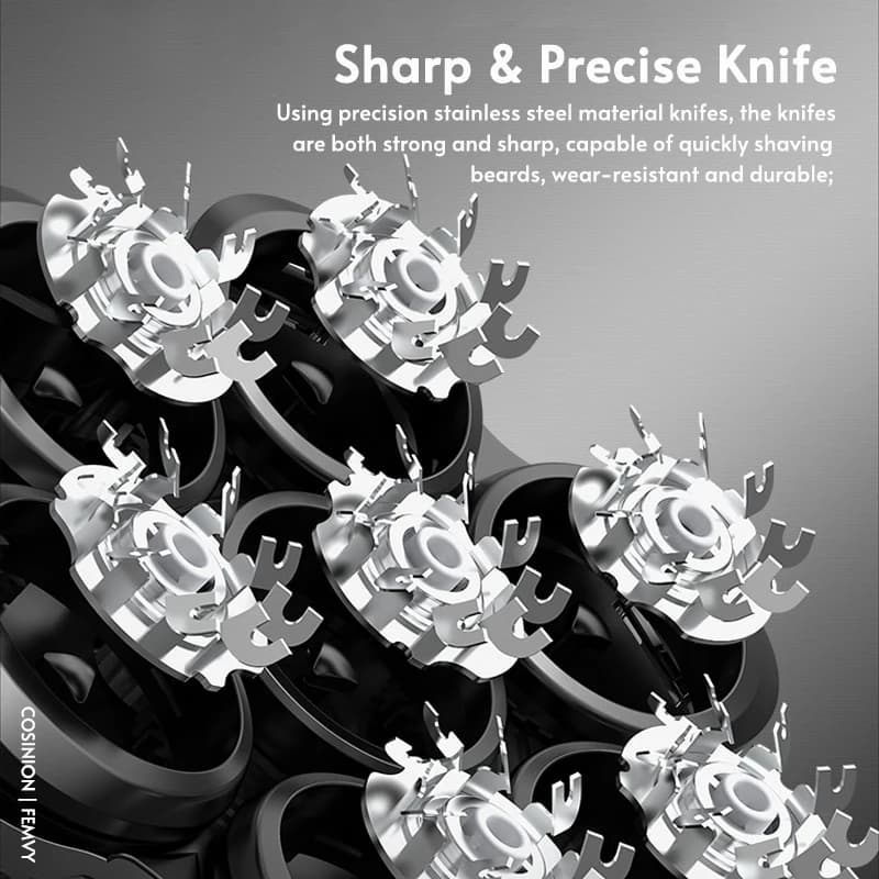 رأس حلاقة كهربائية قابل للاستبدال بامتصاص مغناطيسي بشفرة عائمة 7D مع شبكة سكين مزدوجة ورأس حلاقة واجهة مشتركة احتياطي - 5