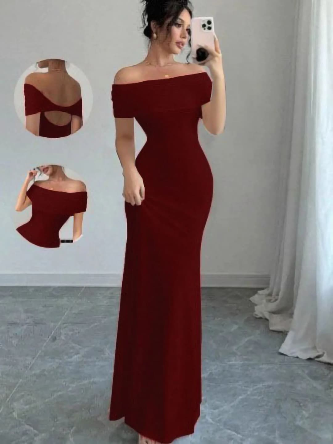Off Shoulder Party Dress, Women‘s Sleeveless Sexy Bodycon Midi Dress, Elegant Bandage Cocktail Dress for Night Out - 6