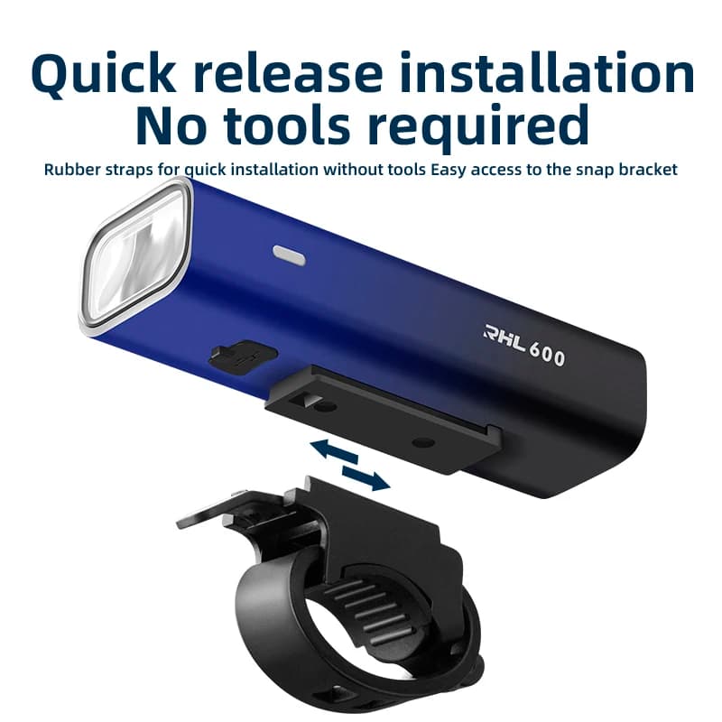 ROCKBROS 600LM Bike Front Light Waterproof IPX6 Type-C Rechargeable MTB Road Bicycle Headlight Aluminum Alloy Cycling Flashlight - 3