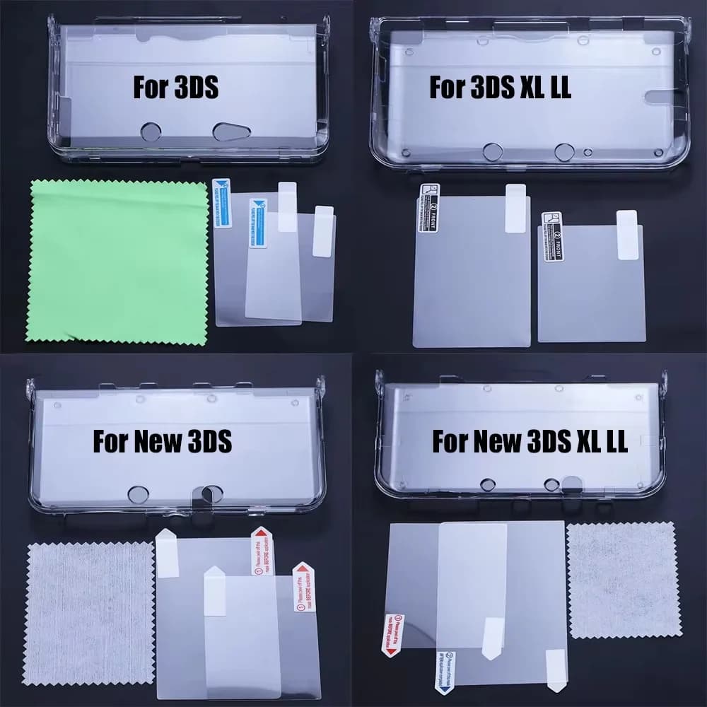 غطاء حماية شفاف من البلاستيك من JCD لجهاز 3DS و3DS XL وLL وNew 3DS وNew 3DS XL/LL مع واقي شاشة - 2