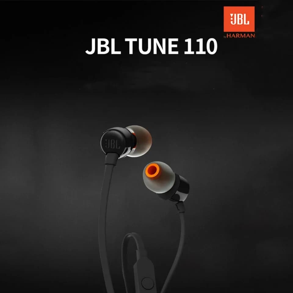 JBL TUNE 110 Officially Authorized In-ear Headphones Wired Headset  3.5mm Interface 1-key Wired Remote Heavy Bass for Sport Game
