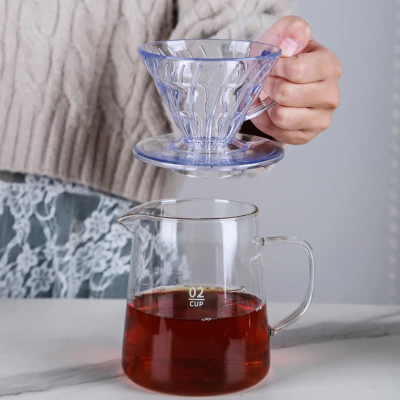 مجموعة صانع القهوة على شكل V بزاوية 60 درجة، كوب مرشح القهوة بالصب، كوب مرشح يدوي حلزوني - 4