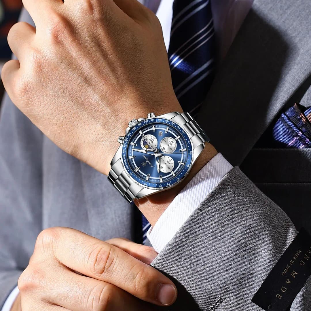 POEDAGAR Fashion Man Wristwatch Chronograph Date Waterproof Luminous Men Watch Stainless Steel Luxury Quartz Men's Watches Reloj - 6
