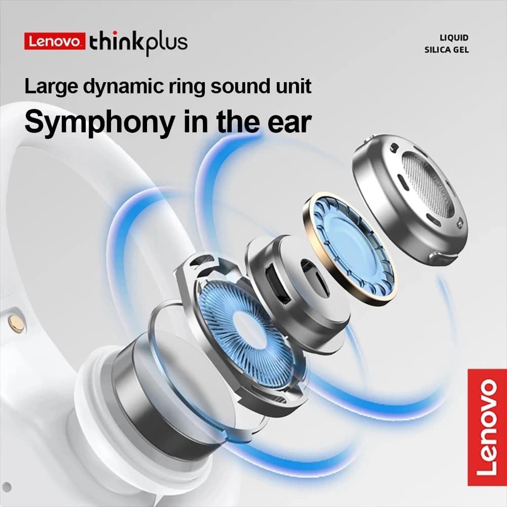Lenovo LP75 Sports Wireless Earphones with Mics,Button Control, LED Power Display,Hifi Stereo Sound Bluetooth 5.3 TWS Headphones - 6