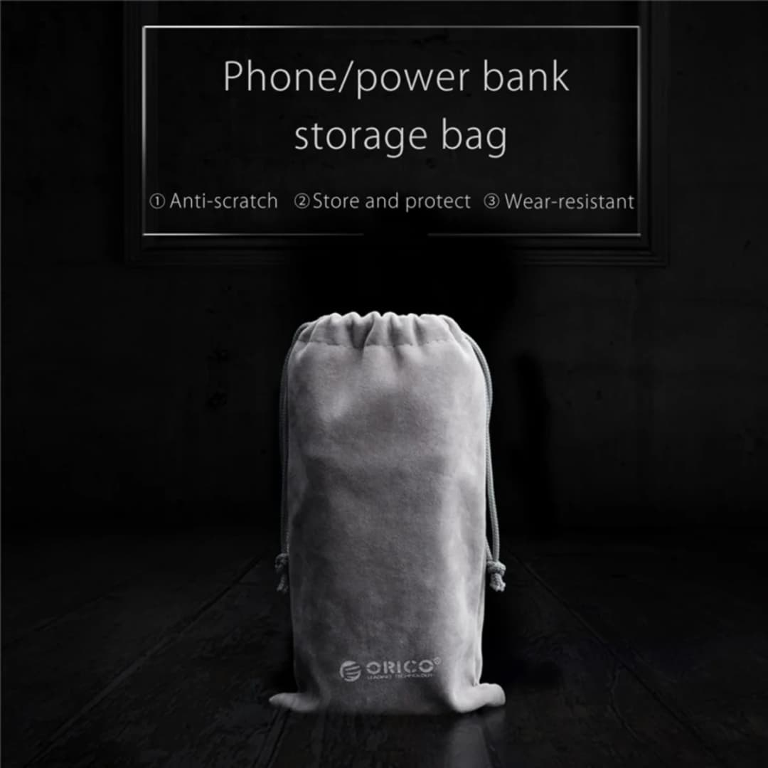 ORICO SA1810 Phone Storage Velvet Bag Storage for USB Charger/USB Cable/Power Bank/Phone Gray Color  180*100mm - 2