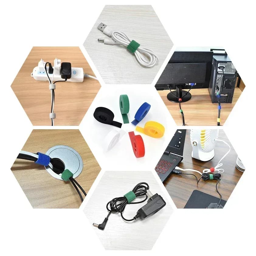 2/5 متر/لفة 12 مللي متر عرض منظم الكابلات كابل يو اس بي اللفاف إدارة النايلون الحرة قطع العلاقات ماوس سماعة الحبل ربطات كابل - 6