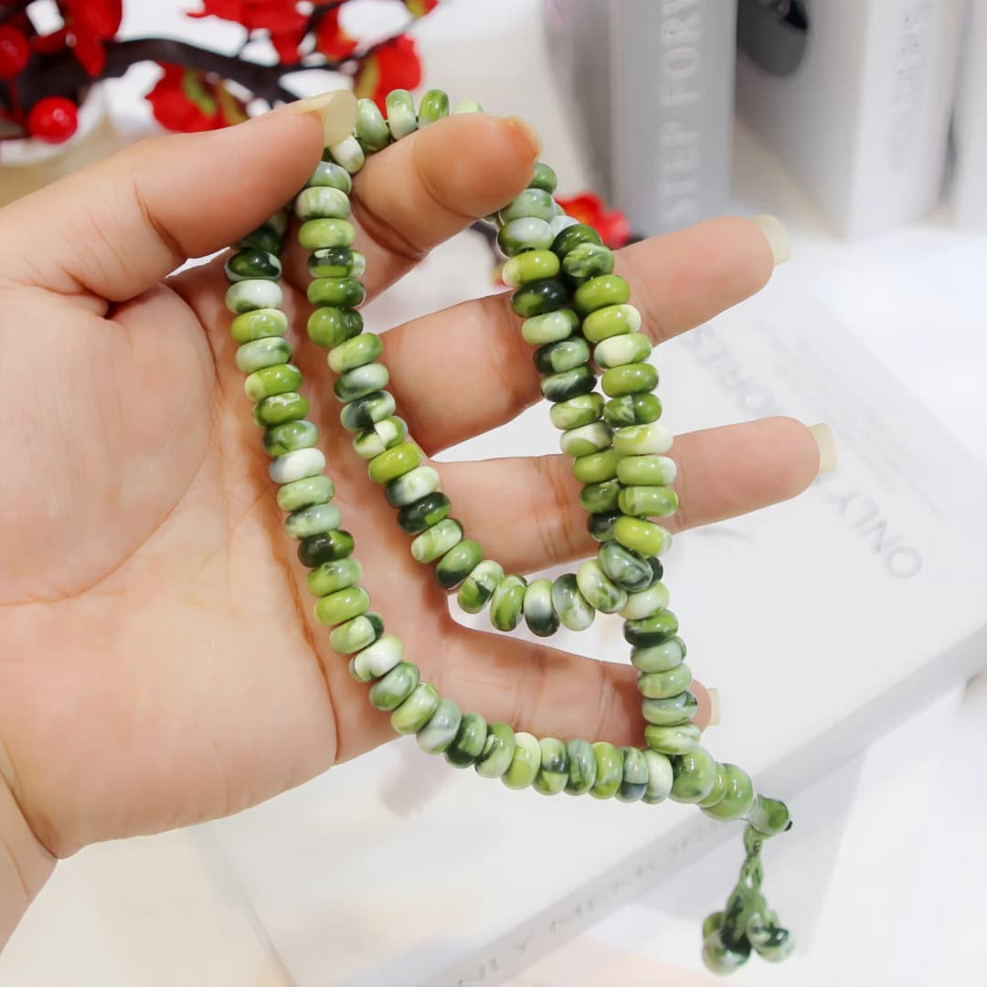 مسبحة إسلامية يدوية 99 حبة - 10 مم، من الراتنج، للصلاة في رمضان والعيد - 4