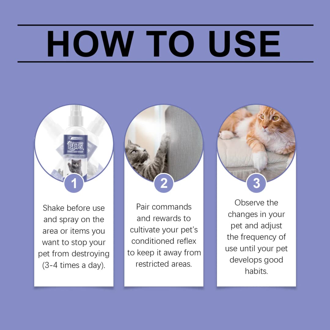 Cat Anti-Scratching Spray -Bitter Formula Deters Licking, Repels Pets from Scratching & Biting, Protects Furniture, Anti-Chewing - 5