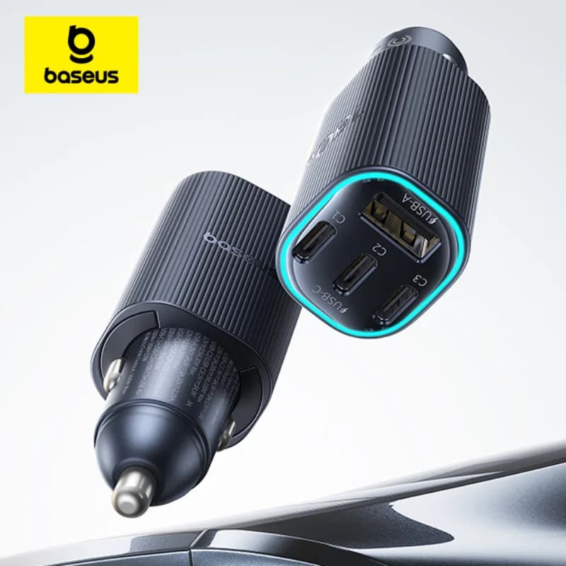 شاحن سيارة بيسوس 160 واط QC 5.0 شحن سريع PPS PD3.0 يو اس بي تايب سي شحن هاتف سيارة لآيفون 16 15 14 أجهزة كمبيوتر محمولة أجهزة لوحية سامسونج