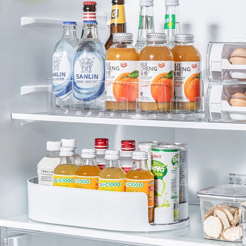 360 Rotating Refrigerator Storage Box Multifunctional Spice Organizer Simple Drink Tray for Kitchen Countertop - 4
