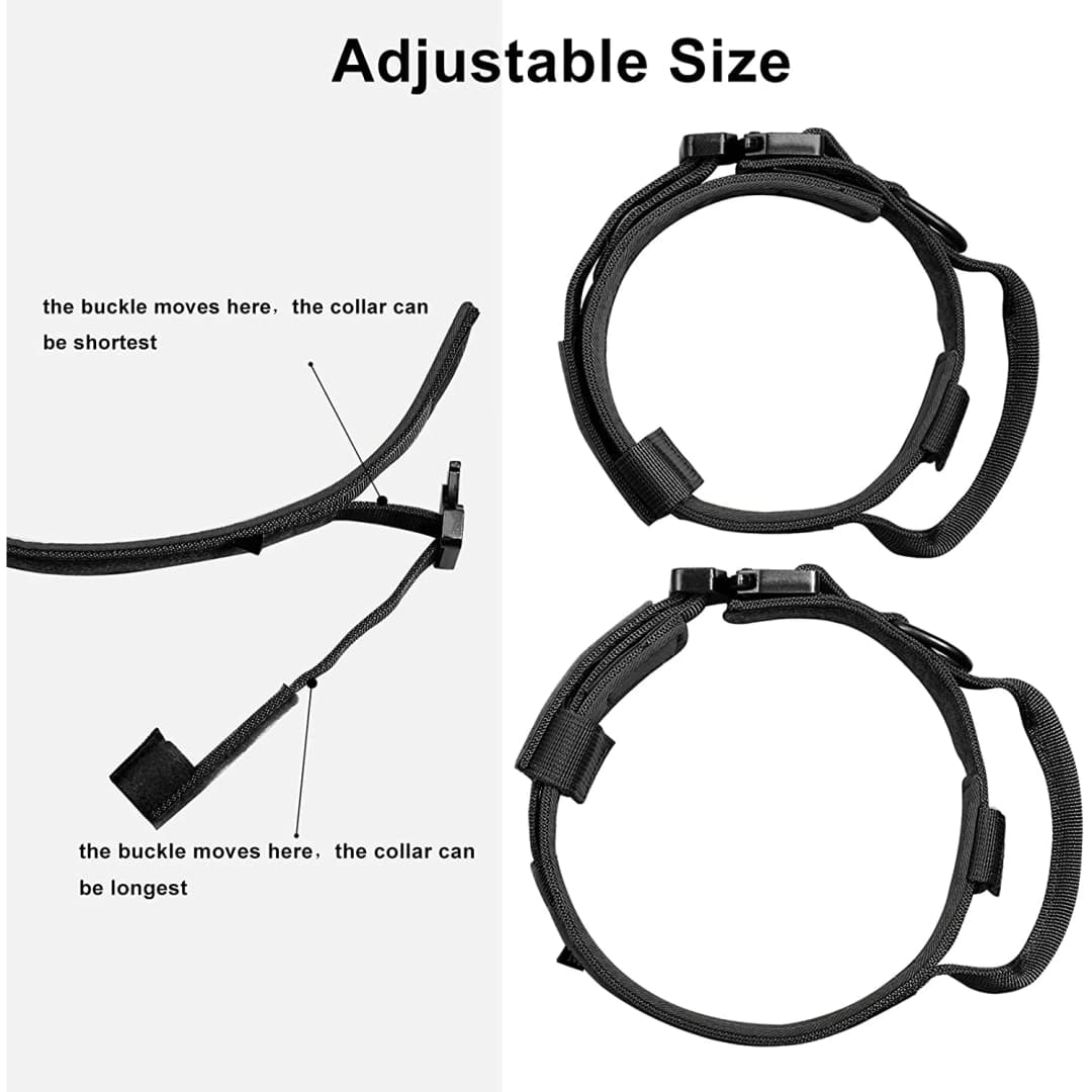 Tactical Dog Collar Adjustable Military Training Nylon Dog Necklace with Control Handle Heavy Metal Buckle for Medium Large Dog - 3