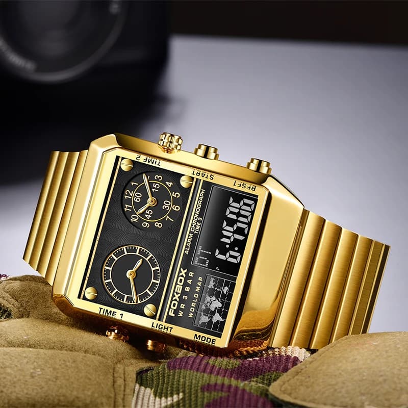 LIGE New Fashion Square Watch Men Casual Sports Military Quartz Chronograph Wristwatches Waterproof Dual Display Watch For Men - 2